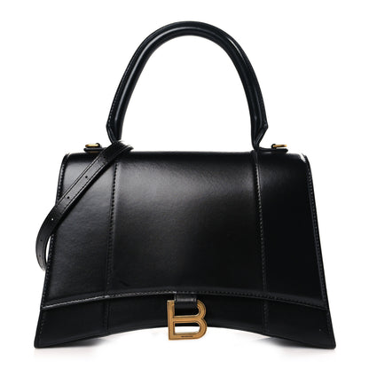 Balenciaga Shiny Box Calfskin Medium Hourglass Top Handle Bag Black 1 of 9