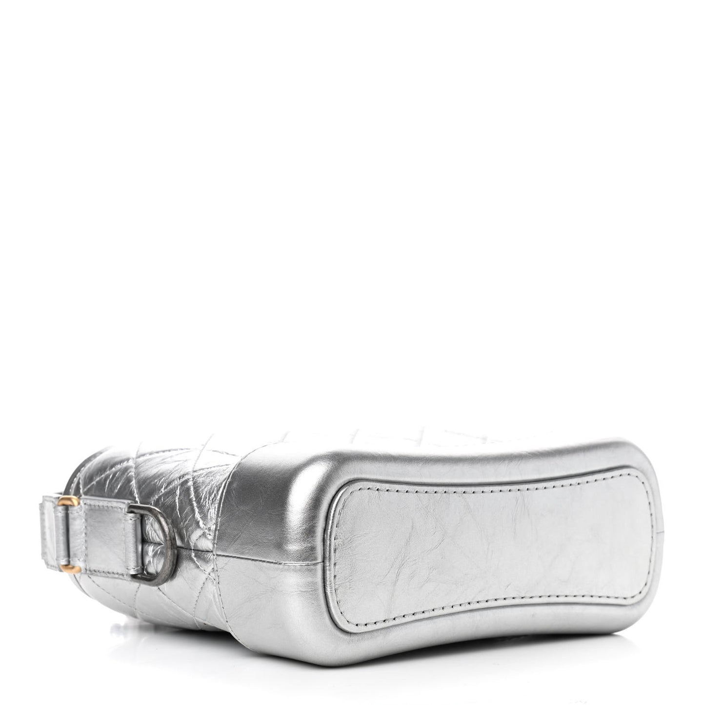 Metallic Aged Calfskin Quilted Small Gabrielle Hobo Silver
