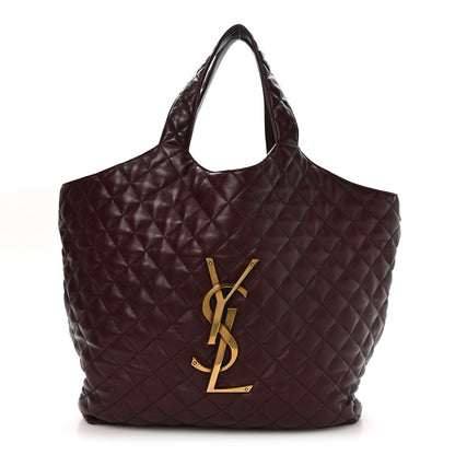 Saint Laurent Lambskin Quilted Maxi Icare Shopping Tote  Rouge Cabernet 2 of 20