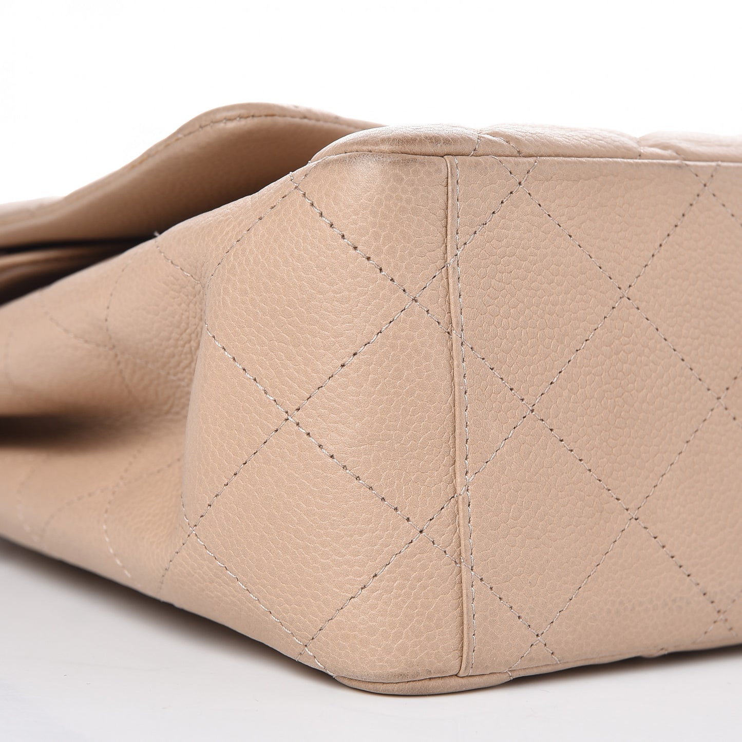 Caviar Quilted Maxi Double Flap Beige
