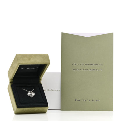 Van Cleef & Arpels 18K White Gold Diamond Guilloche Vintage Alhambra Pendant Necklace 6 of 6