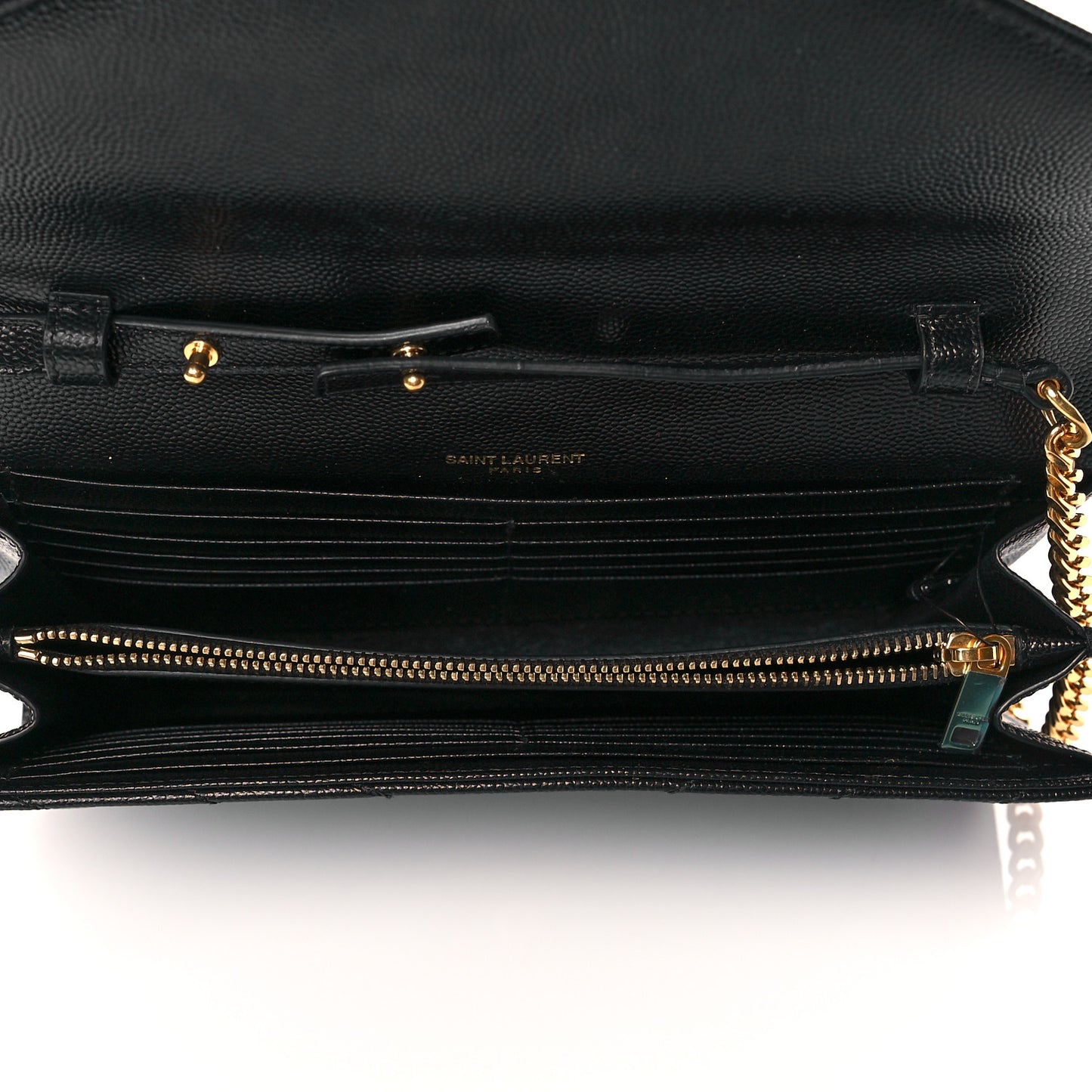 Grain De Poudre Matelasse Chevron Monogram Chain Wallet Black