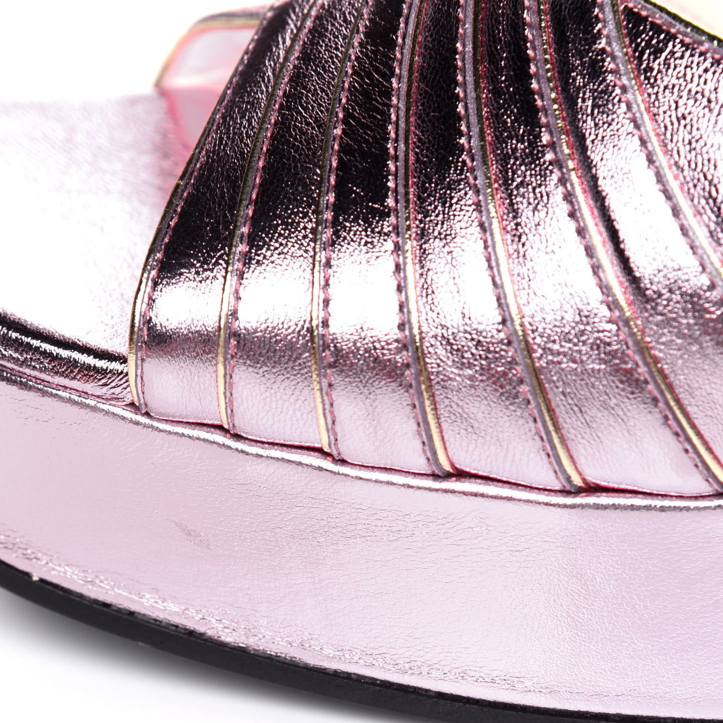 Metallic Nappa Medea Platform Sandals 38 Rosa