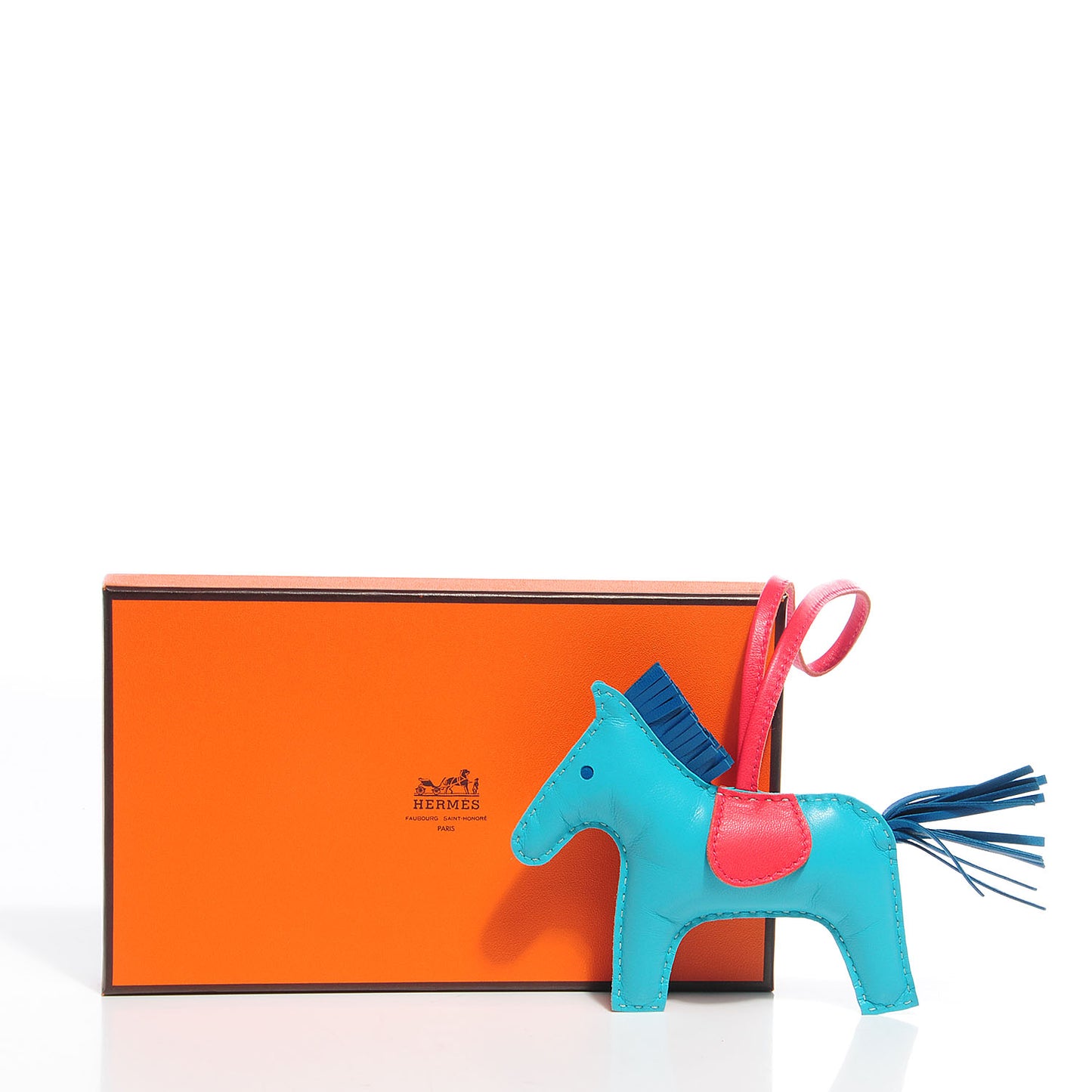 Milo Lambskin Grigri Rodeo Horse Bag Charm MM Lagon Bleu Izmir Bougainvillea