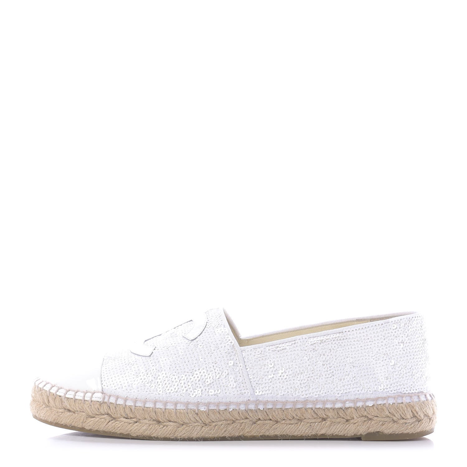Chanel Patent Sequin CC Espadrilles 42 White 1 of 12