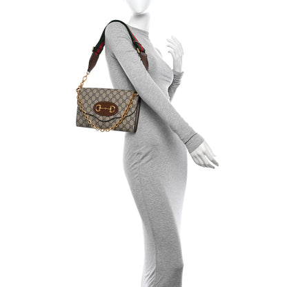 Gucci GG Supreme Monogram Azalea Calfskin Web Small Horsebit 1955 Crossbody Bag Beige Ebony Brown Sugar 2 of 10
