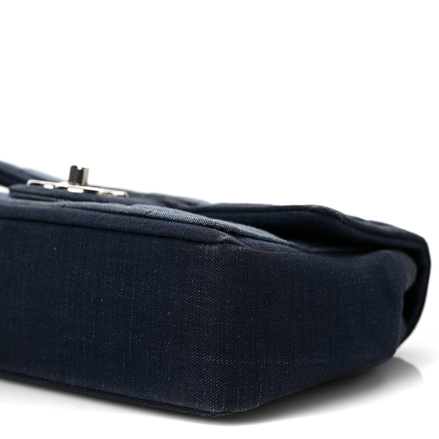 Denim Quilted Small Medallion Flap Light Blue