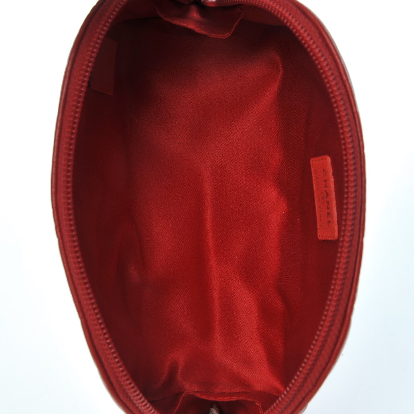Lambskin Camellia Embossed Cosmetic Case Red