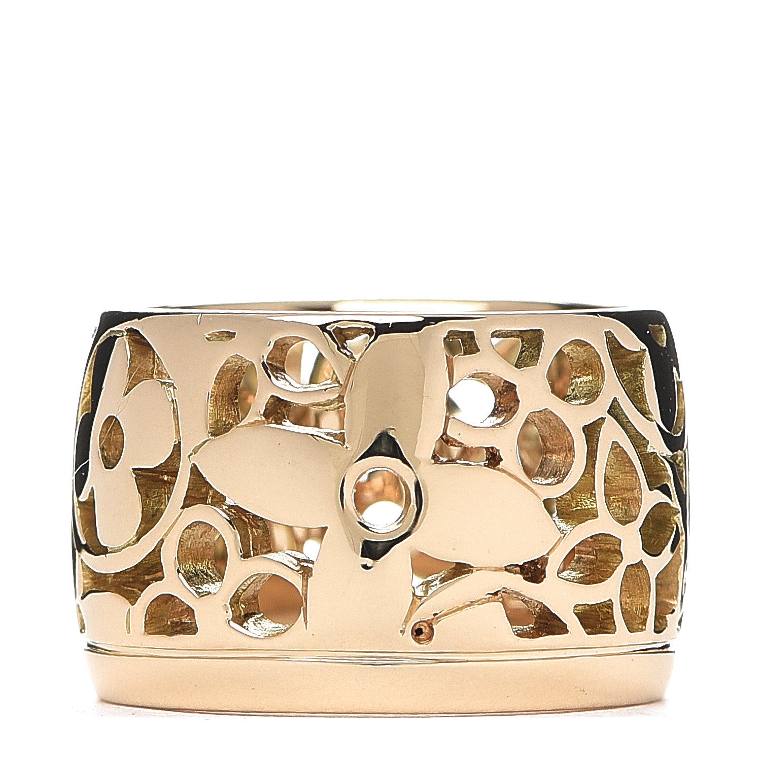 Louis Vuitton 18K Yellow Gold Monogram Résille Wide Ring 50 5.25 1 of 5