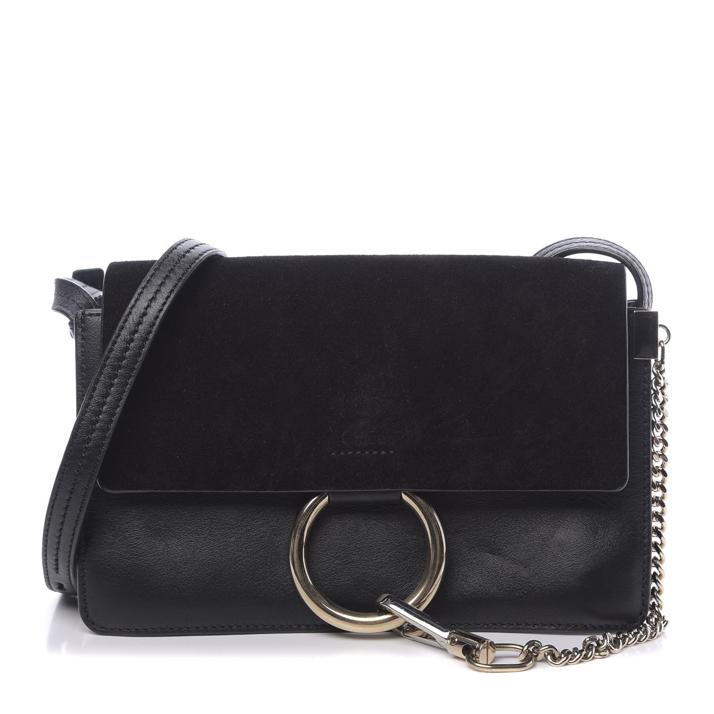 Suede Calfskin Small Faye Shoulder Bag Black