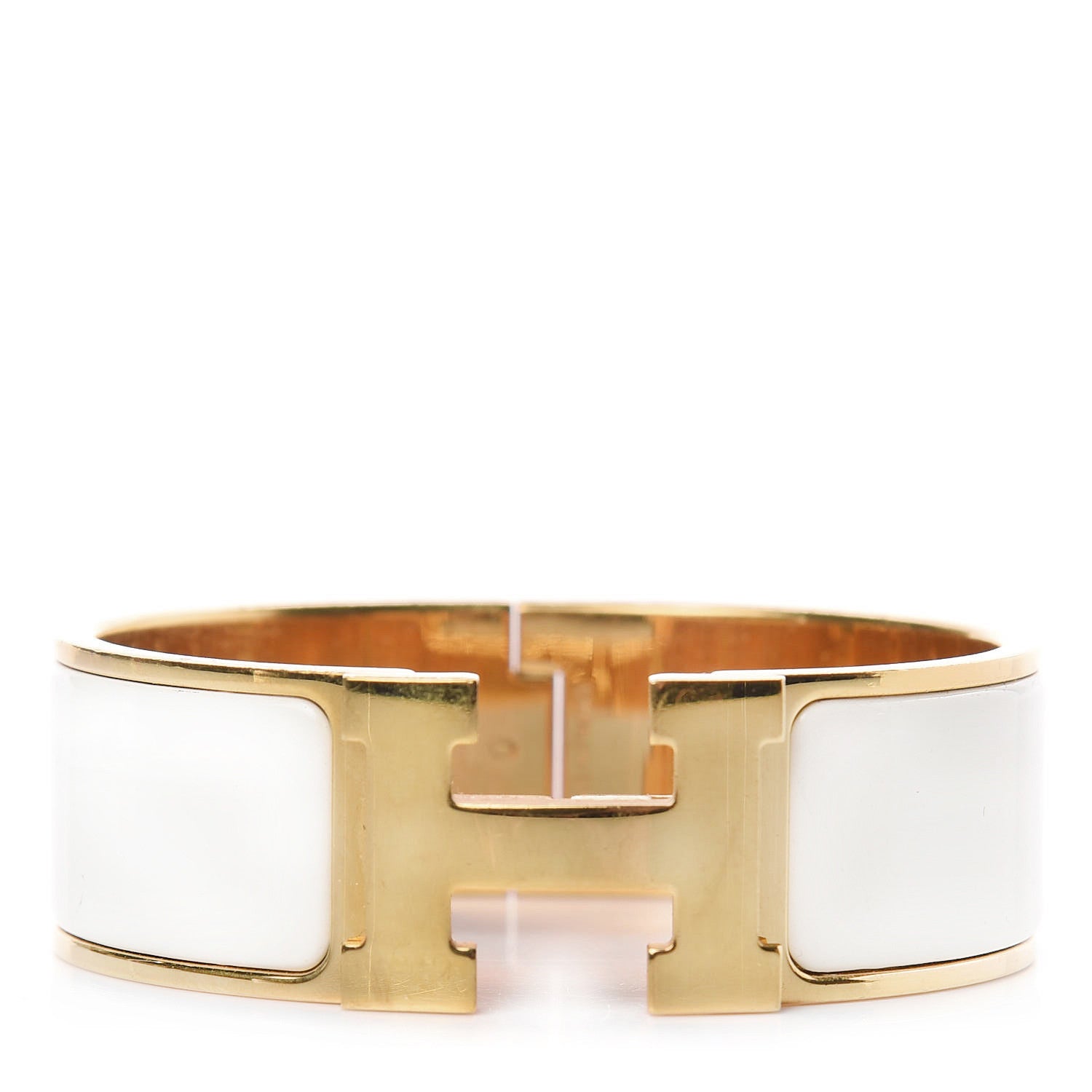 Hermes Enamel Wide Clic Clac H Bracelet PM Craie 1 of 9