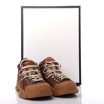 Gucci X SEGA Suede Calfskin GG Monogram Mens Flashtrek Sneakers 7.5 New Cuir Beige Ruggine 11 of 11