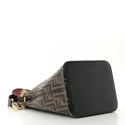 Fendi Vitello Grace F is Fendi Bi-Color FF 1974 Embossed Grande Mon Tresor Bucket Bag Maya Black Fragola 4 of 11