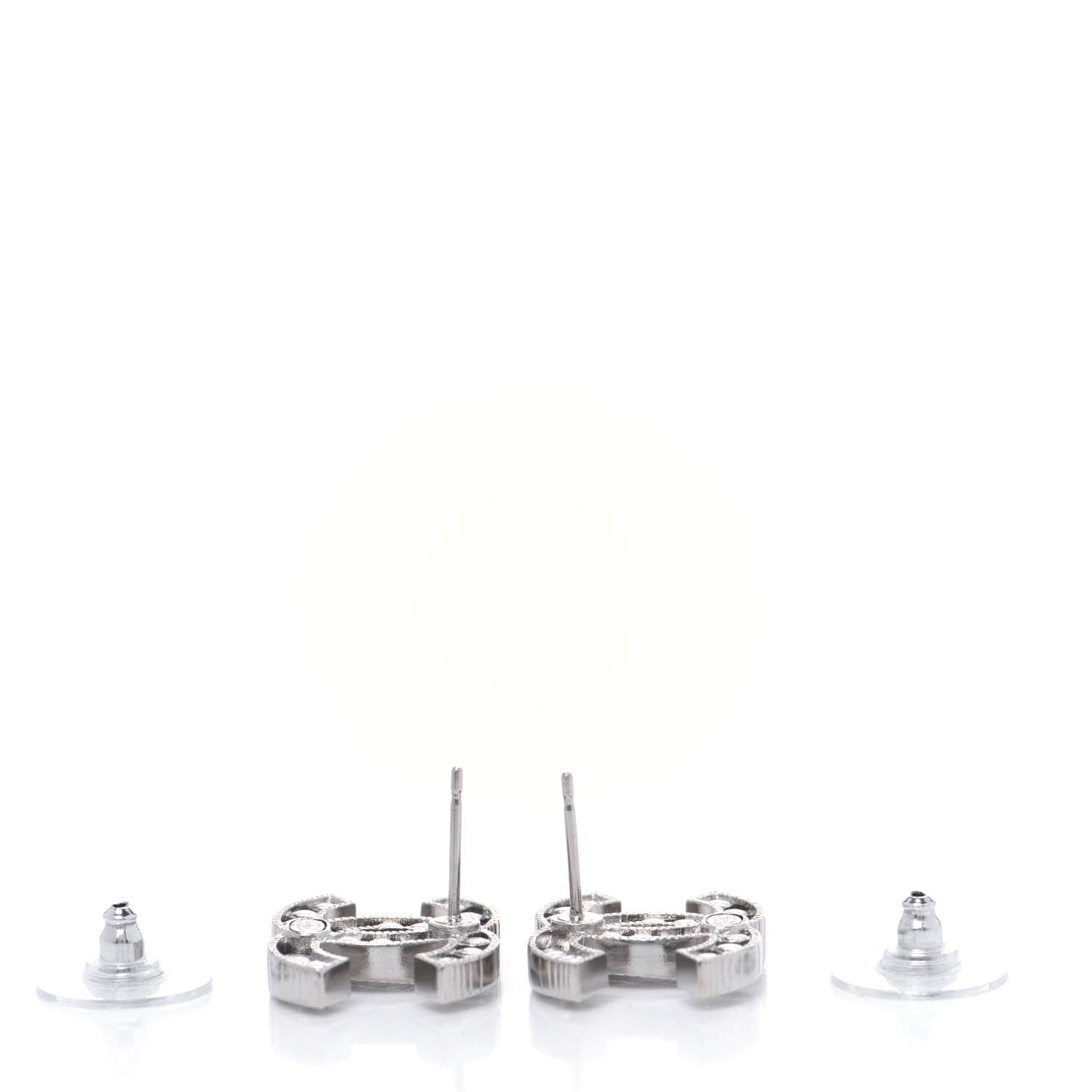 Chanel Crystal CC Earrings Silver 3 of 3