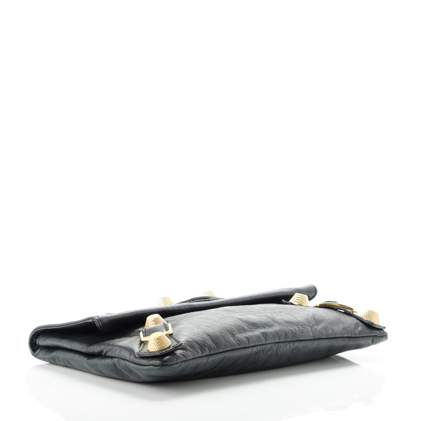 Agneau Giant 21 Gold Hardware Envelope Clutch Black