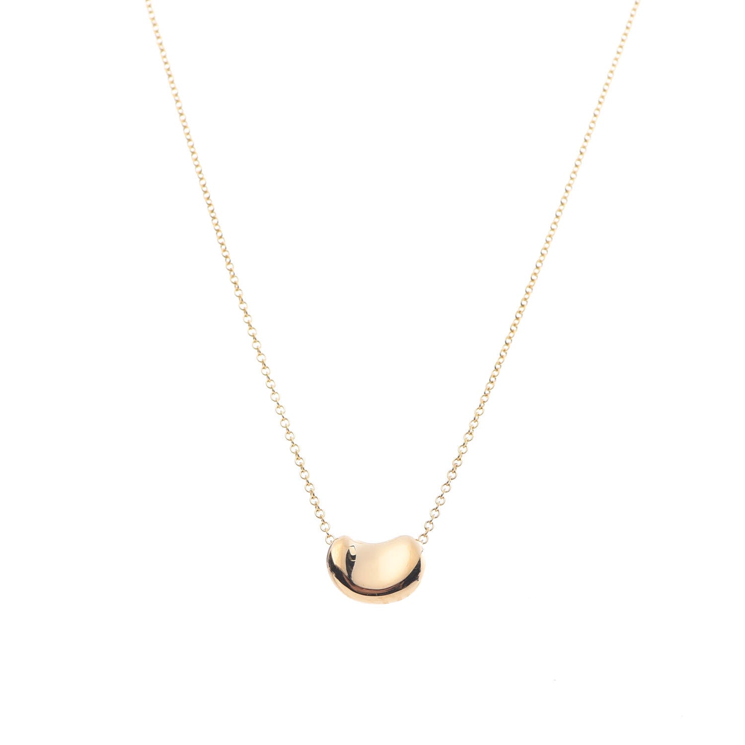 Tiffany 18K Yellow Gold 11mm Elsa Peretti Bean Pendant Necklace 4 of 7