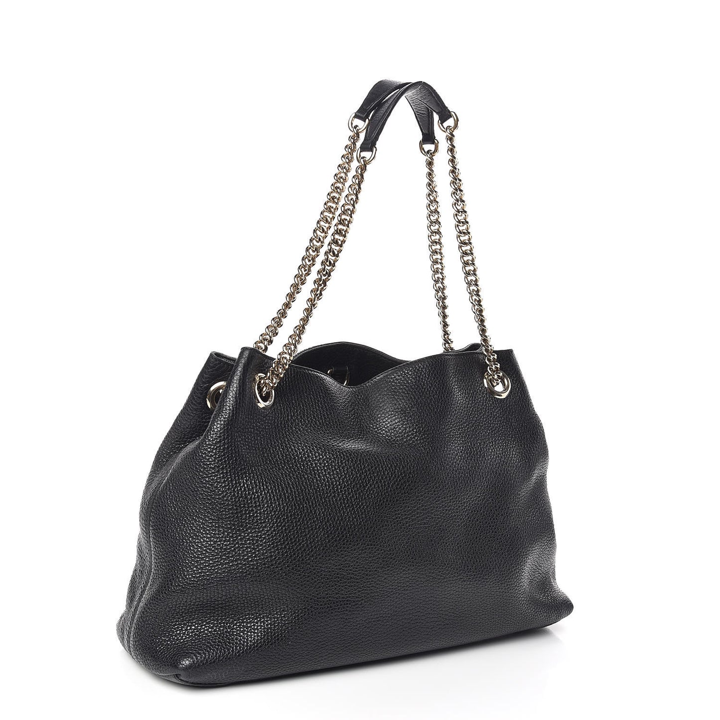 Pebbled Calfskin Medium Soho Chain Shoulder Bag Black