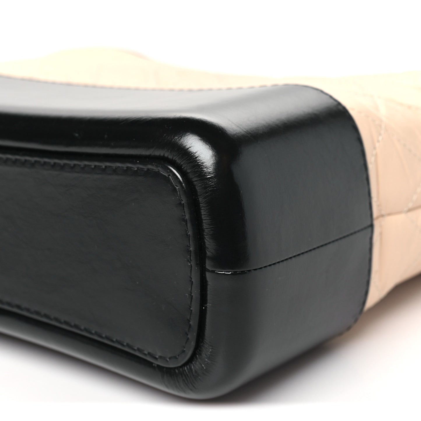 Aged Calfskin Quilted Medium Gabrielle Hobo Beige Black