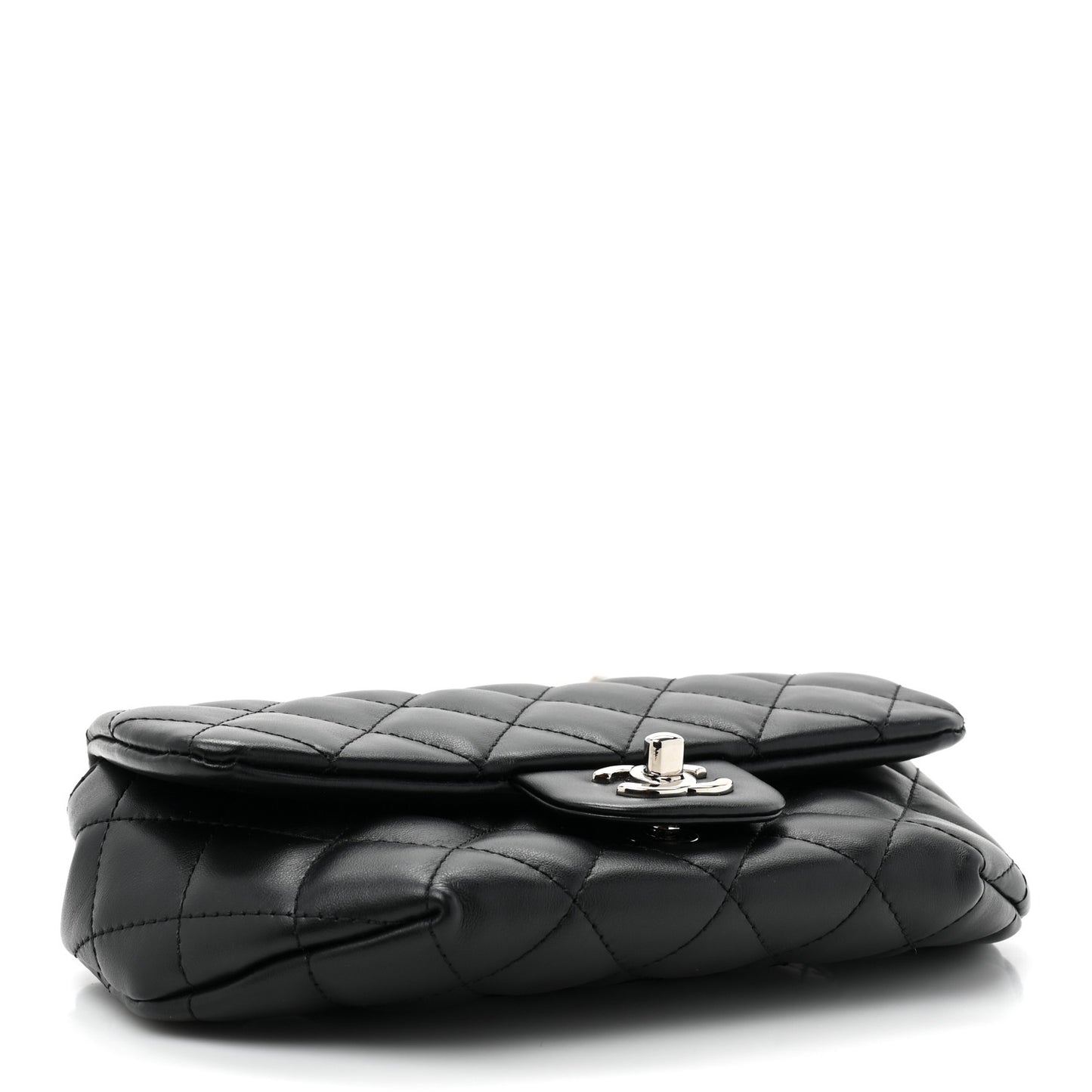 Calfskin Quilted CC Uniform Flap Belt Bag Black