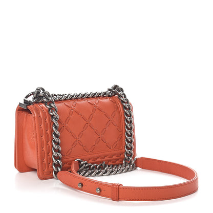 Chanel Caviar Stitched Small Boy Flap Dark Orange 3 of 17