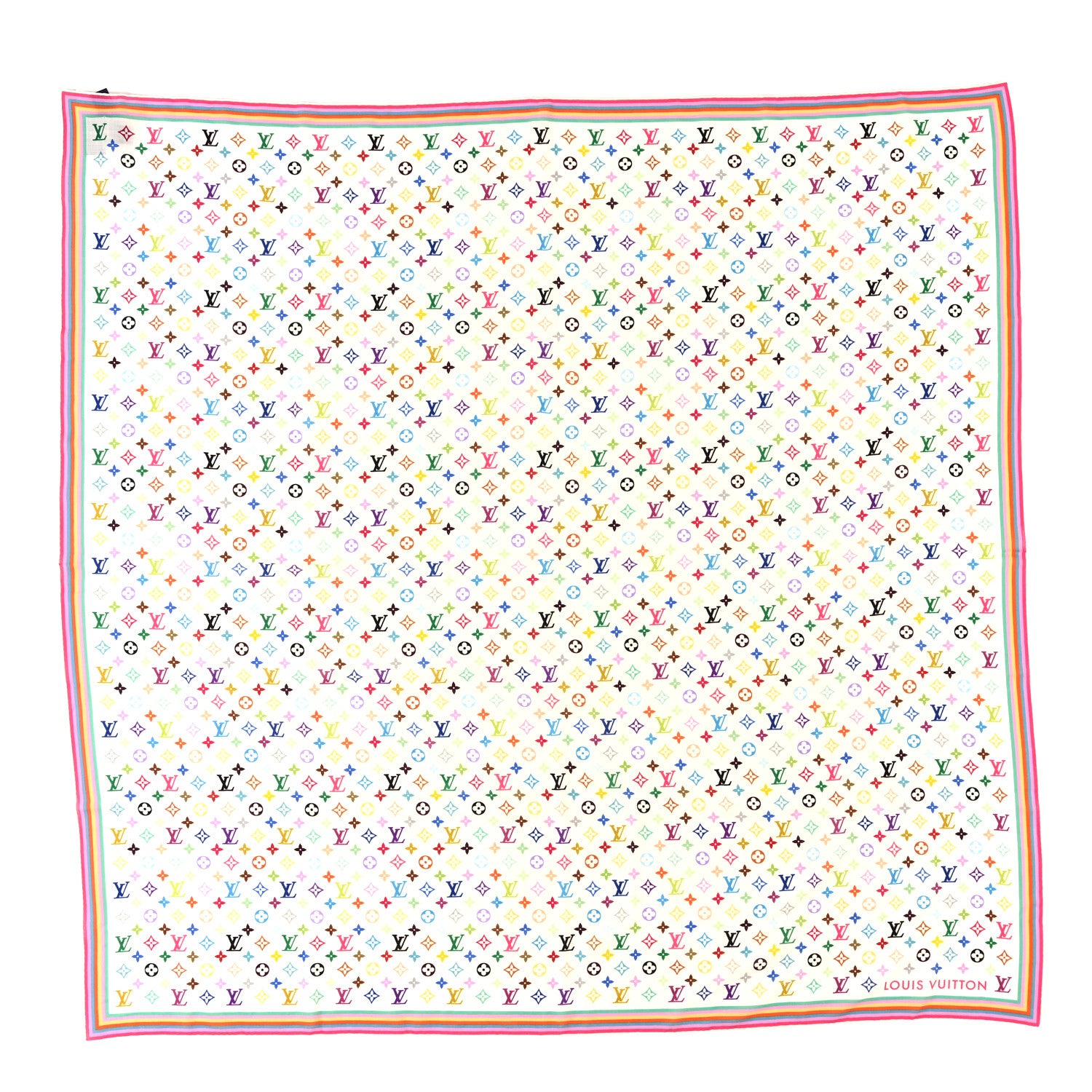 Louis Vuitton LV X TM Wool Silk Monogram Multicolor Shawl White 1 of 3