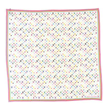 Louis Vuitton LV X TM Wool Silk Monogram Multicolor Shawl White 1 of 3