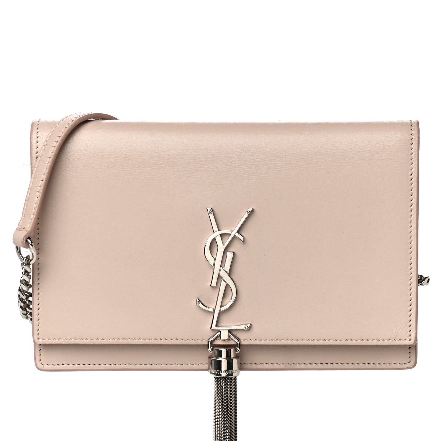 Smooth Calfskin Classic Monogram Kate Tassel Chain Wallet Nude Powder