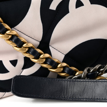 Chanel Fabric Printed Large Chanel 19 Flap Black Ecru 12 of 13