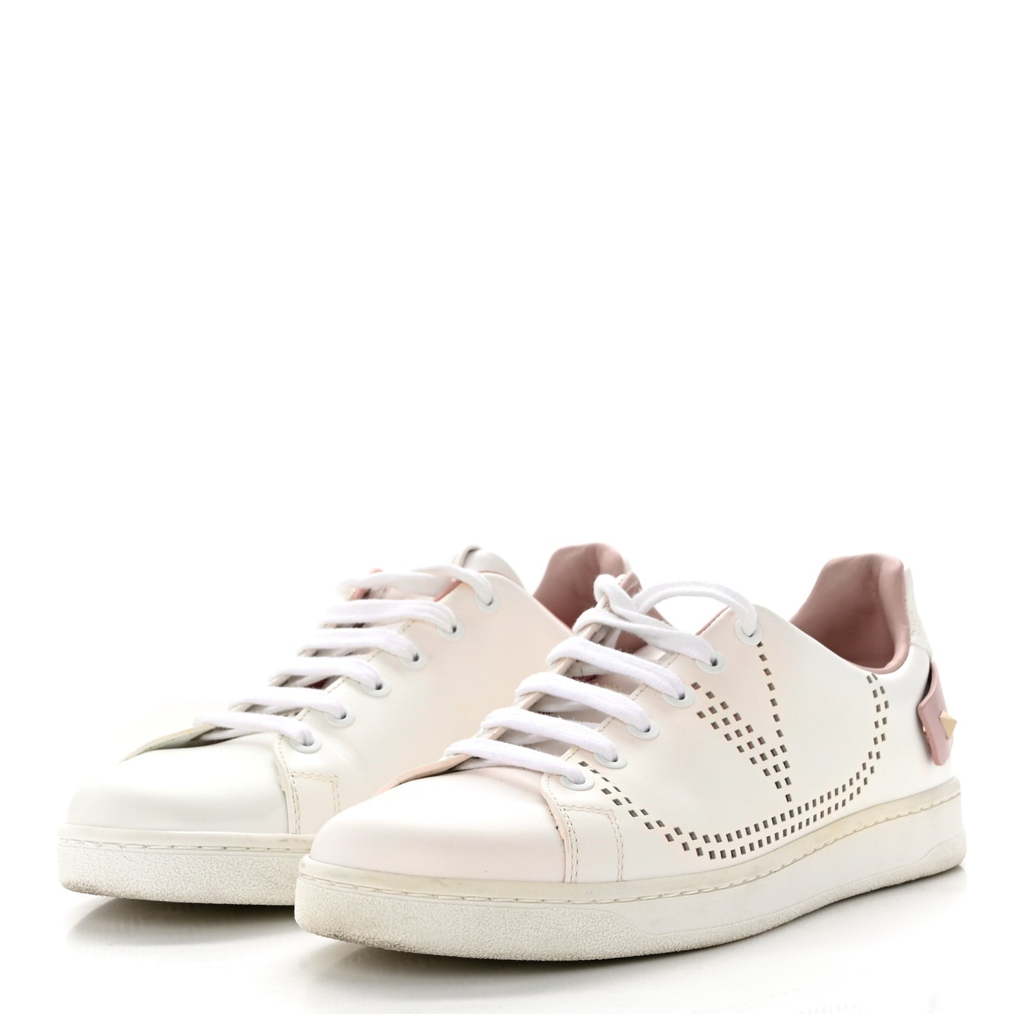 Calfskin Womens Backnet Sneakers 38.5 White Pink