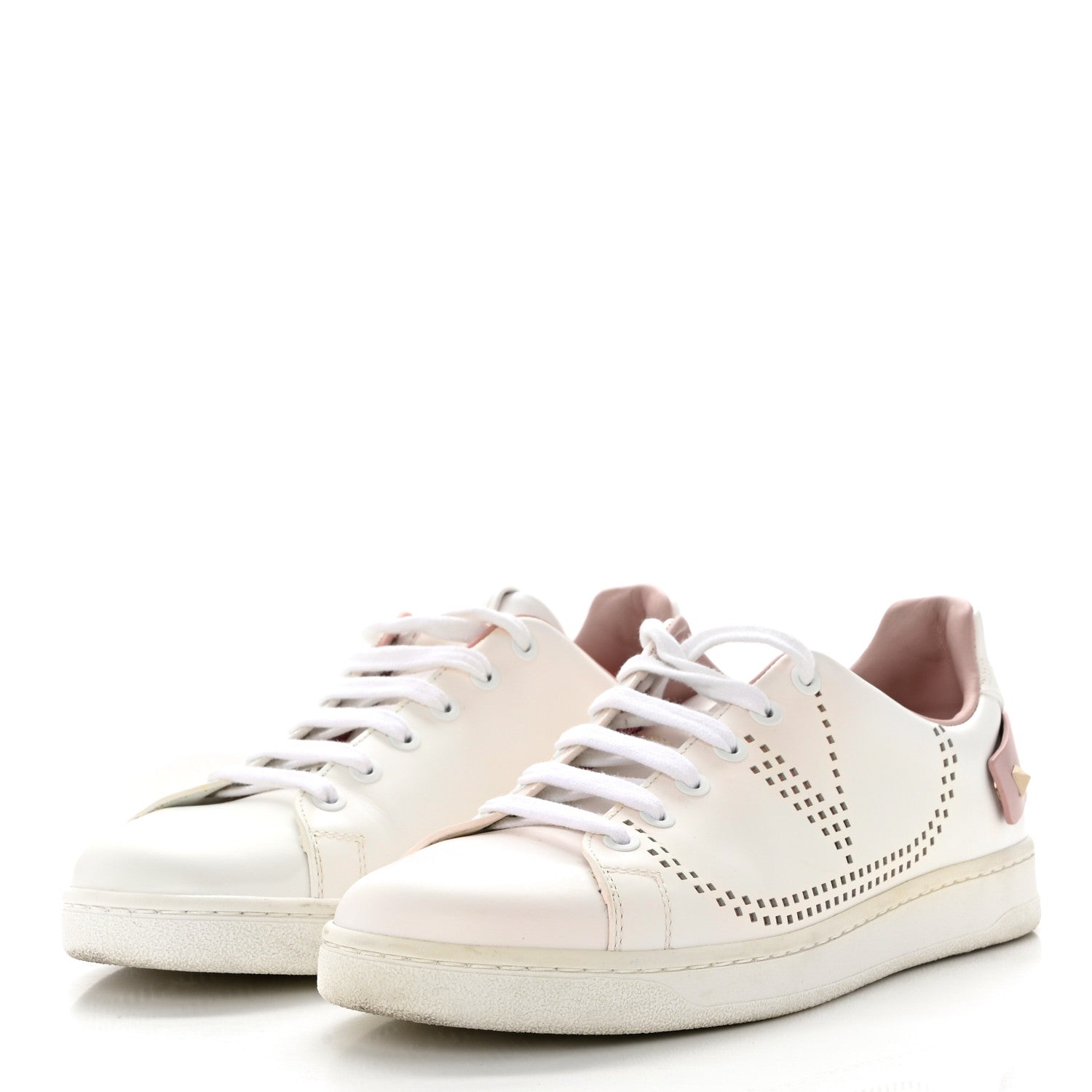 Valentino Garavani Calfskin Womens Backnet Sneakers 38.5 White Pink 3 of 9