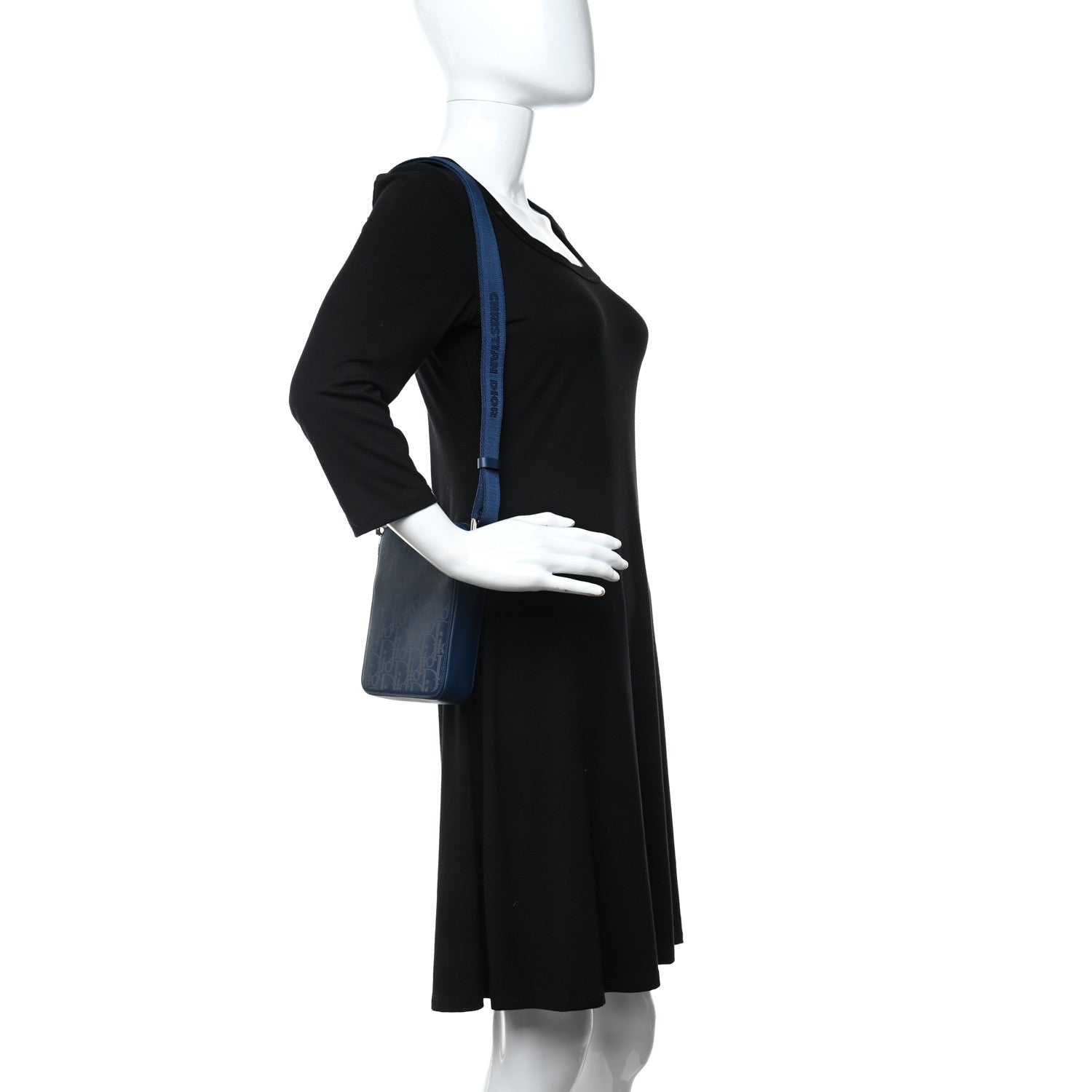 Christian Dior Calfskin Oblique Galaxy Perforated World Tour Messenger Pouch Blue White 2 of 10