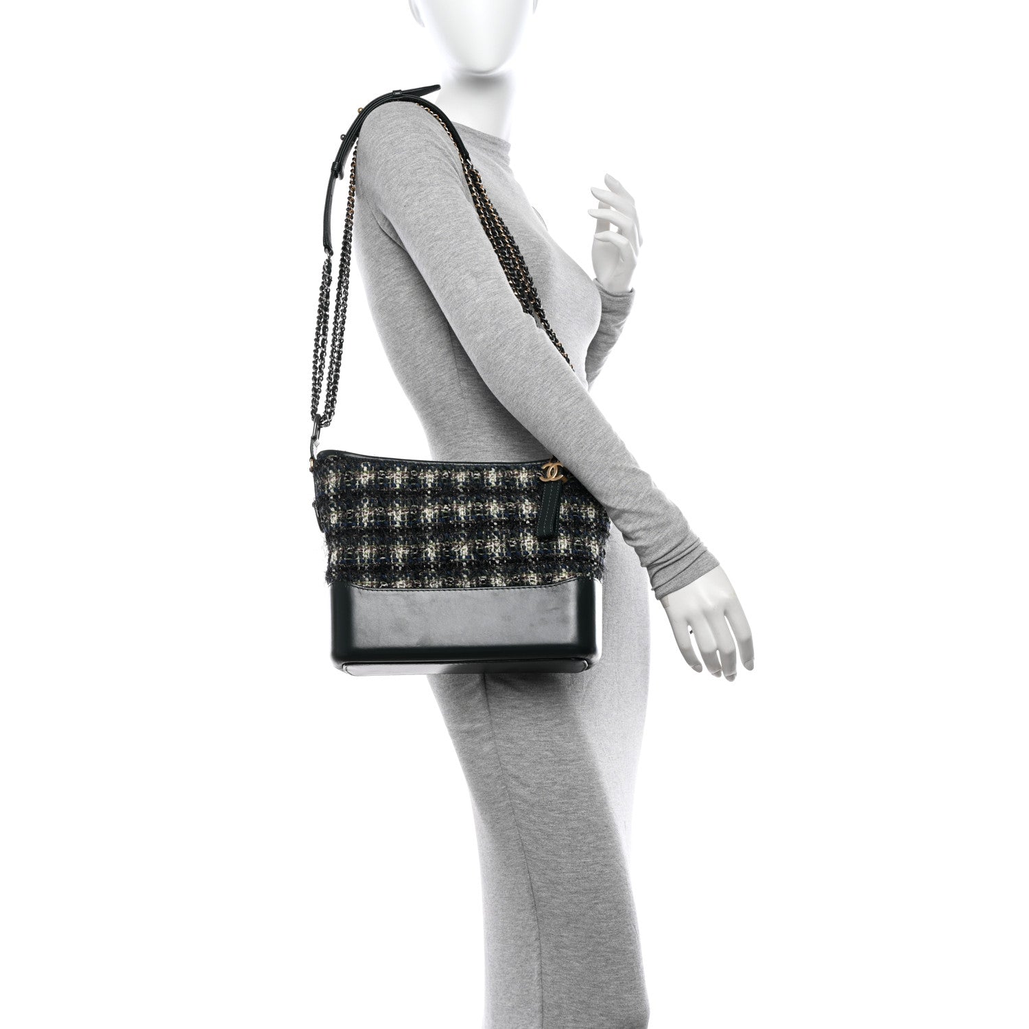 Chanel Tweed Calfskin Quilted Medium Gabrielle Hobo Dark Green 2 of 10