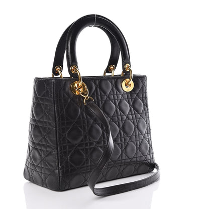 Christian Dior Lambskin Cannage Medium Lady Dior Black 3 of 17