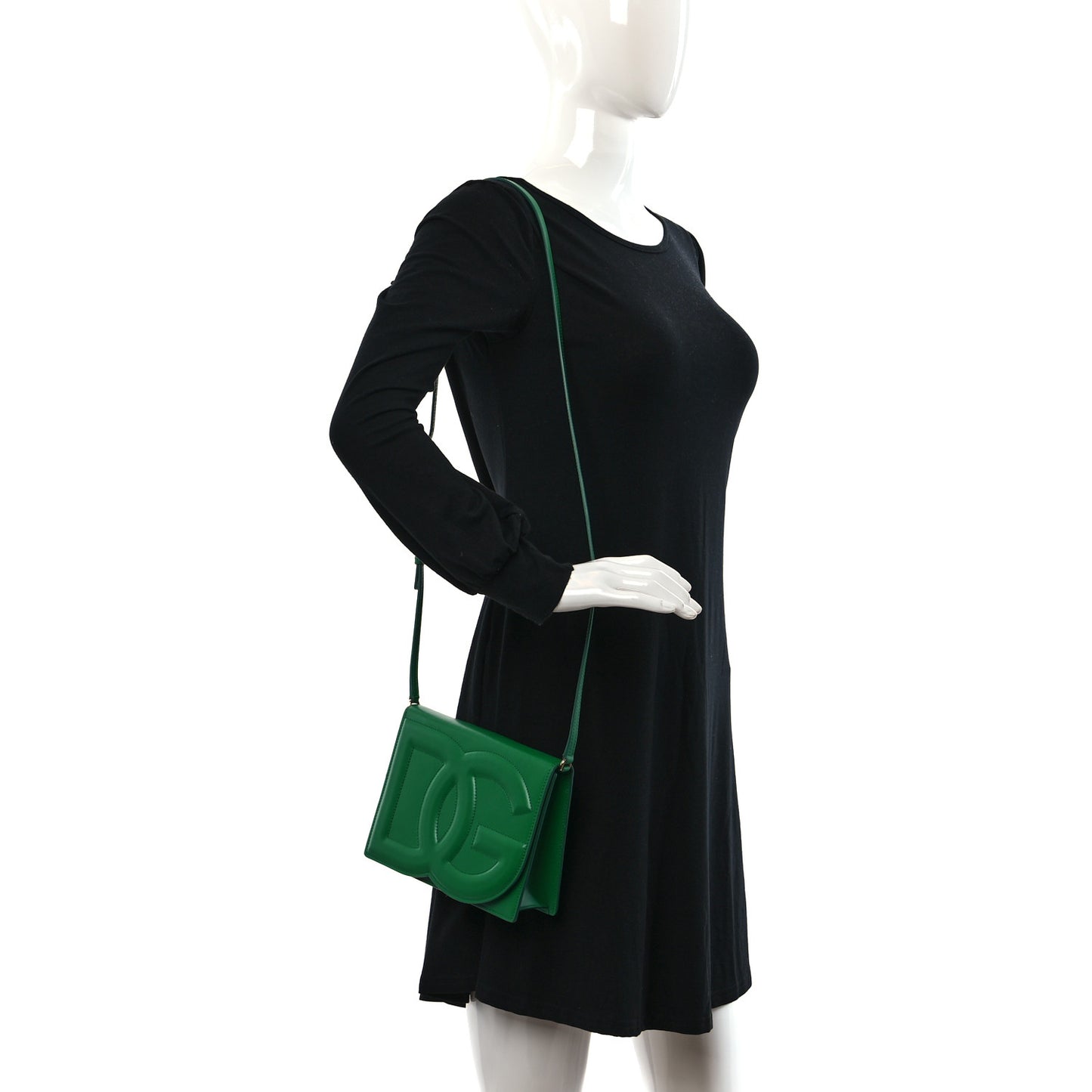Calfskin DG Logo Flap Crossbody Bag Green