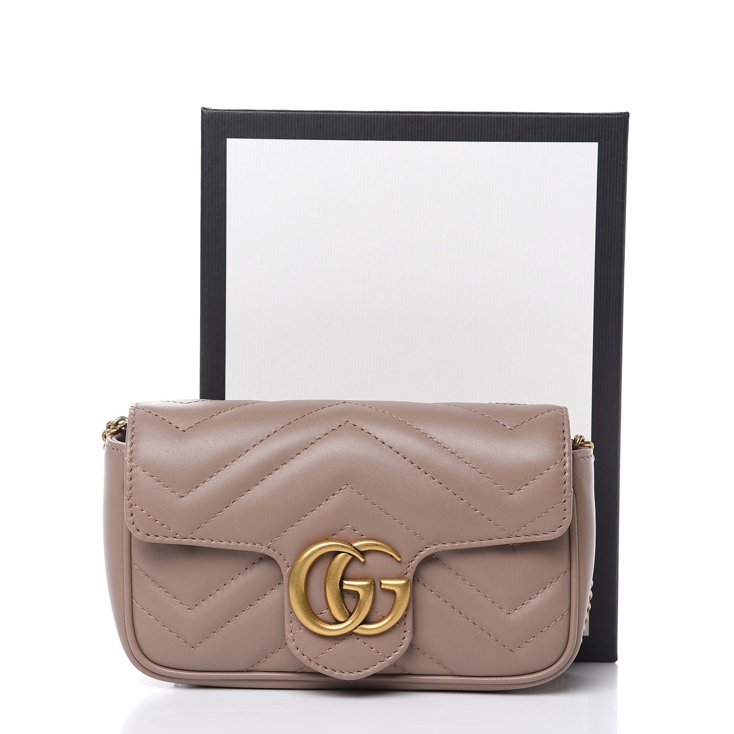Calfskin Matelasse Super Mini GG Marmont Shoulder Bag Porcelain Rose