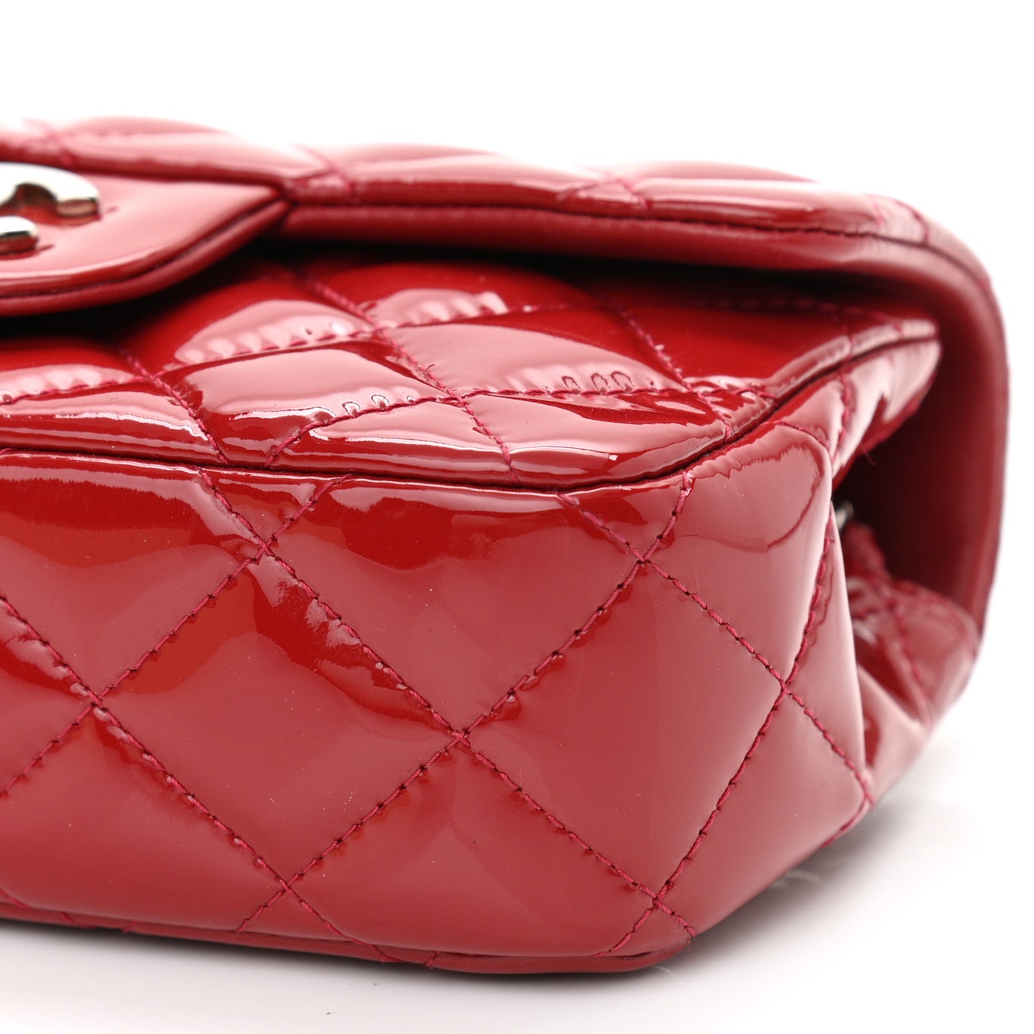 Chanel Patent Calfskin Quilted Extra Mini Rectangular Flap Red 10 of 12