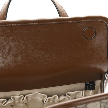 Gucci GG Supreme Monogram Azalea Calfskin Mini Horsebit 1955 Foldover Top Handle Bag Beige Ebony Brown Sugar 7 of 13