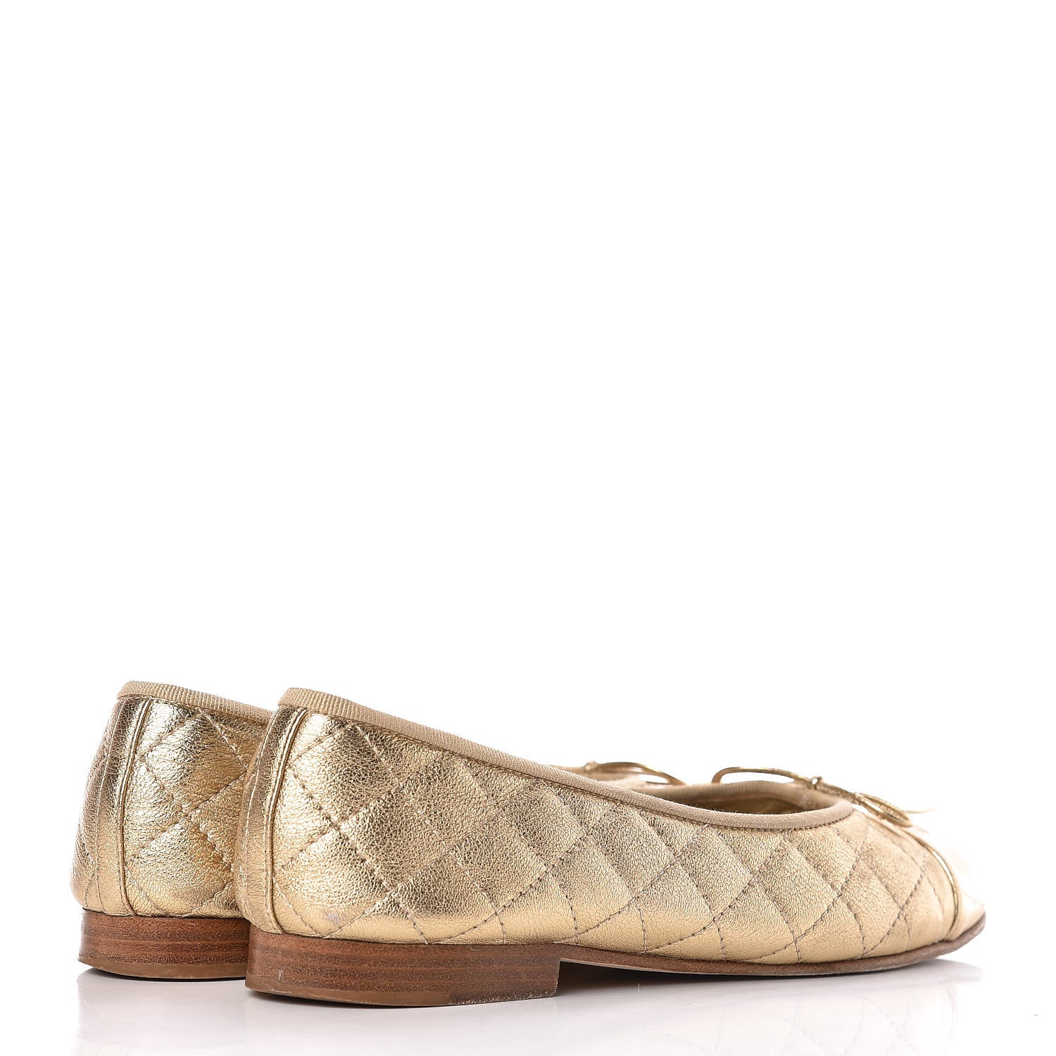 Chanel Metallic Lambskin Quilted Cap Toe Ballerina Flats 40 Gold 4 of 17