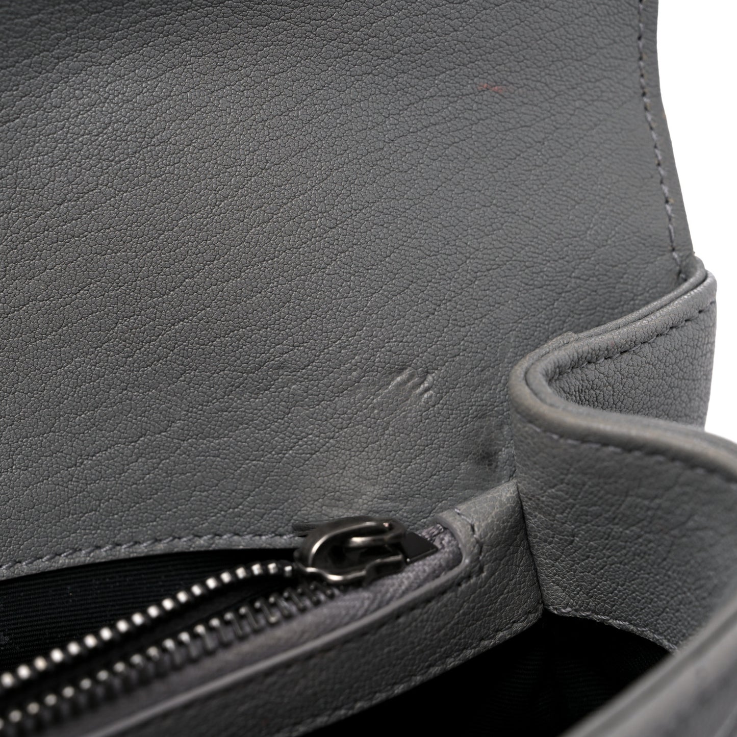 Sheepskin Matelasse Chevron Monogram Medium College Bag Granite