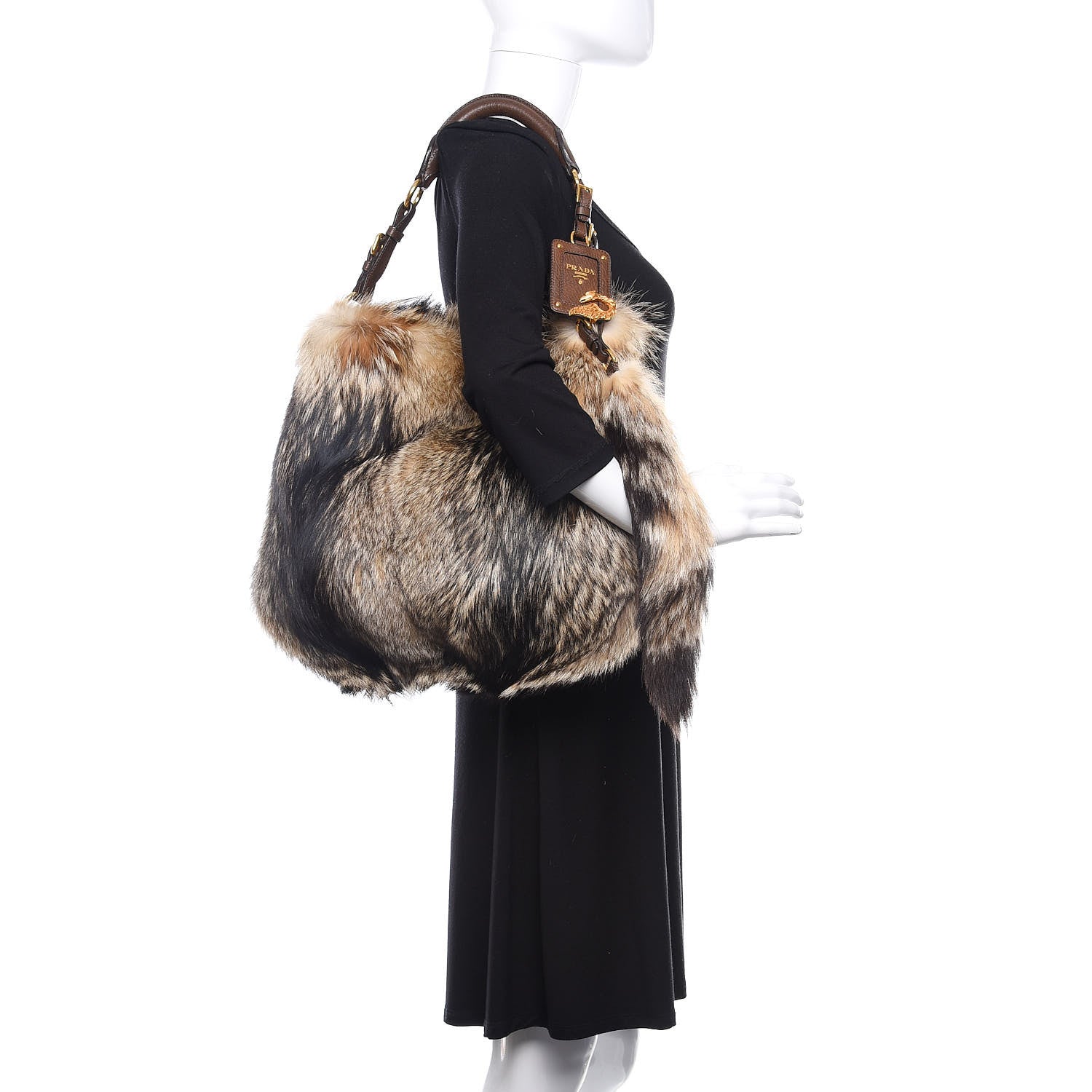 Prada Fox Fur Hobo Naturale 2 of 9