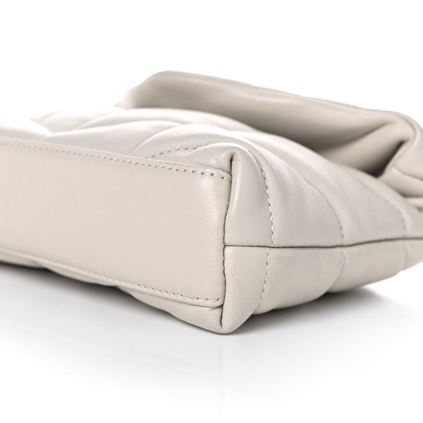 Lambskin Monogram Loulou Puffer Pouch Clutch Crema Soft