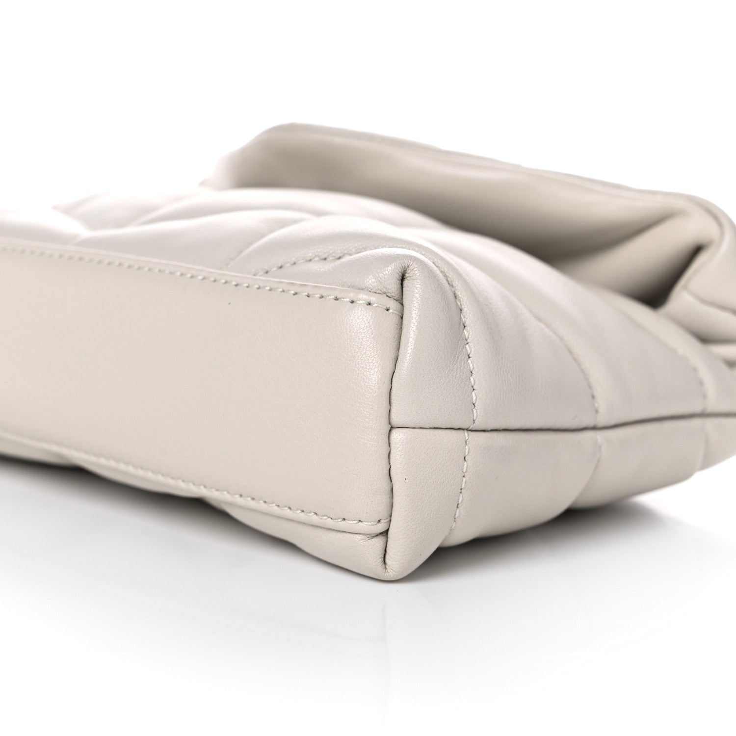 Saint Laurent Lambskin Monogram Loulou Puffer Pouch Clutch Crema Soft 10 of 11