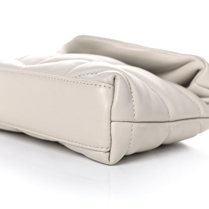 Saint Laurent Lambskin Monogram Loulou Puffer Pouch Clutch Crema Soft 10 of 11