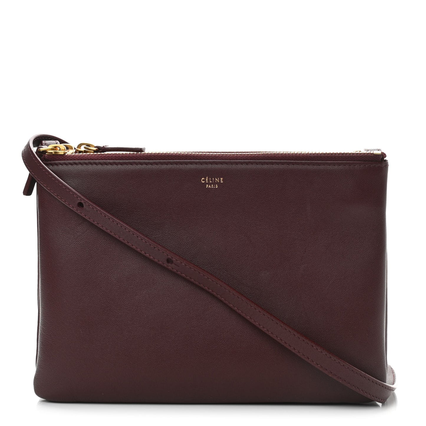 Smooth Lambskin Small Trio Crossbody Bag Burgundy