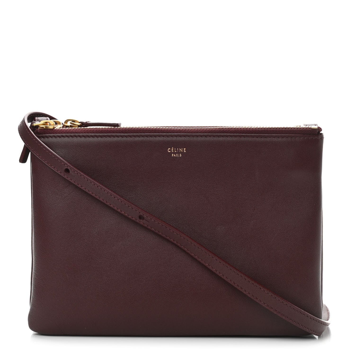 Celine Smooth Lambskin Small Trio Crossbody Bag Burgundy 1 of 14