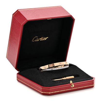 Cartier 18K Pink White Gold Diamond Double LOVE Paved Bracelet 17 9 of 9