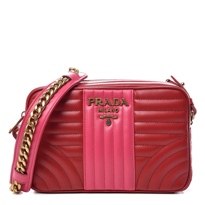 Prada Soft Calfskin Diagramme Crossbody Bag Fuoco Magenta 1 of 9