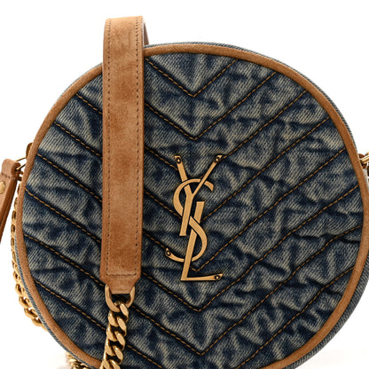 Saint Laurent Denim Quilted Monogram Round Crossbody Bag Rodeo Blue 7 of 10