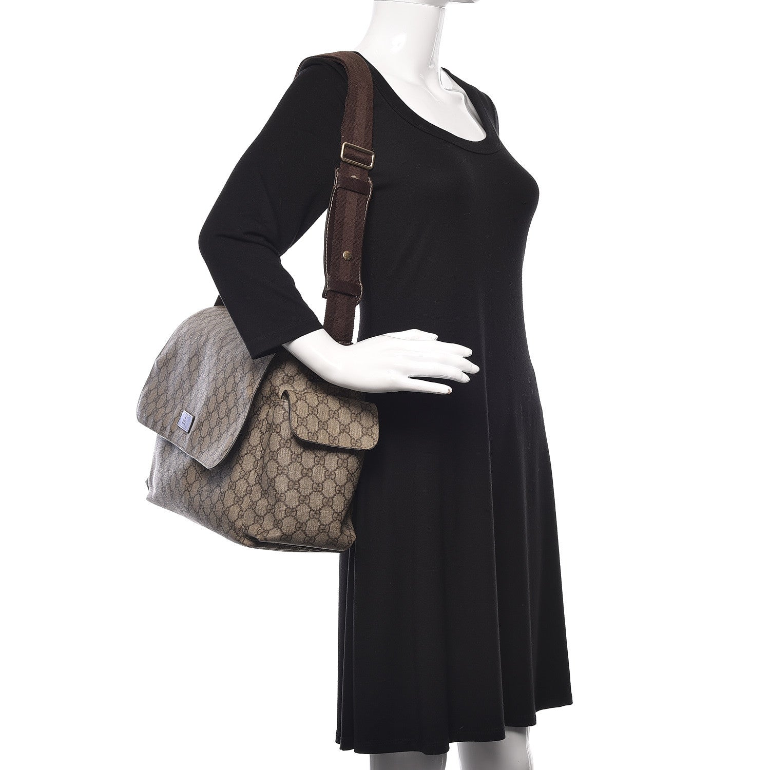 Gucci GG Plus Monogram Messenger Diaper Bag Dark Brown 2 of 13