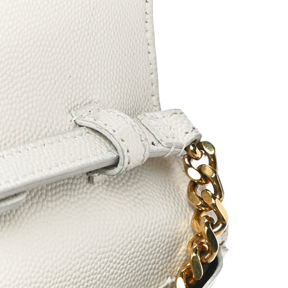 Saint Laurent Grain De Poudre Matelasse Chevron Monogram Chain Wallet White 19 of 20